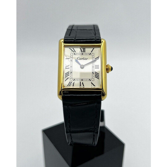 (SOLD!!) 23mm • 1995 Cartier Roman Tank Manual Winding White Dial